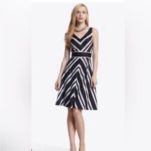 White House black market‎ chevron striped fit and flare dress